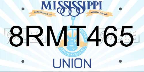 8RMT465 Mississippi License Plate