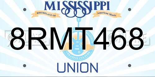8RMT468 Mississippi License Plate