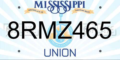 8RMZ465 Mississippi License Plate