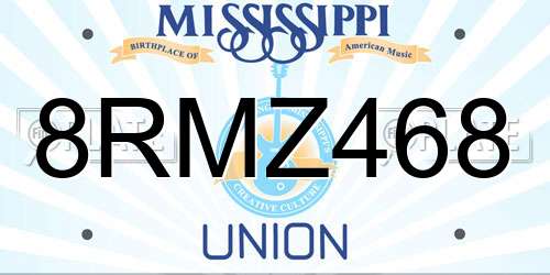 8RMZ468 Mississippi License Plate