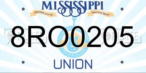 8RO0205 Mississippi License Plate