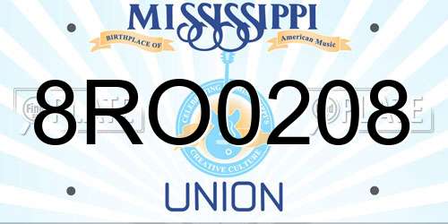 8RO0208 Mississippi License Plate