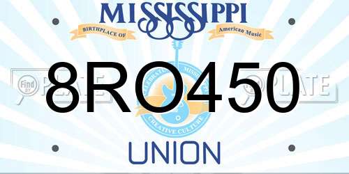 8RO450 Mississippi License Plate