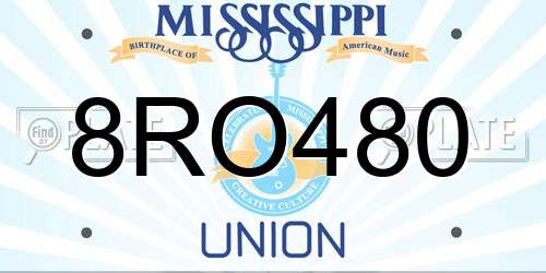 8RO480 Mississippi License Plate