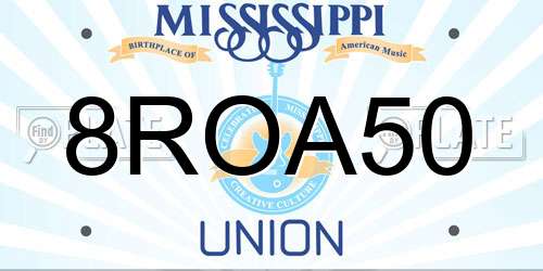 8ROA50 Mississippi License Plate