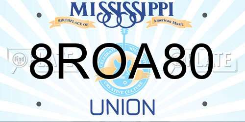 8ROA80 Mississippi License Plate