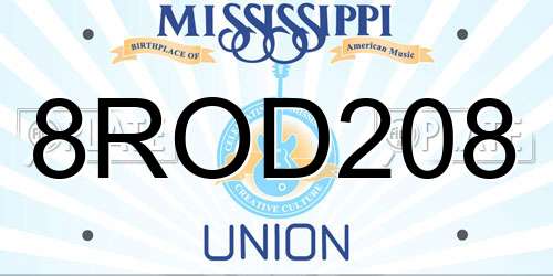 8ROD208 Mississippi License Plate
