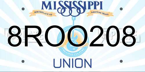 8ROO208 Mississippi License Plate