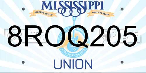 8ROQ205 Mississippi License Plate