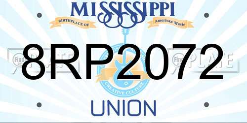 8RP2072 Mississippi License Plate