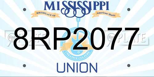 8RP2077 Mississippi License Plate