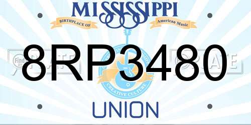 8RP3480 Mississippi License Plate