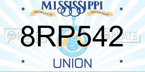 8RP542 Mississippi License Plate