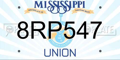 8RP547 Mississippi License Plate