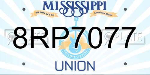 8RP7077 Mississippi License Plate