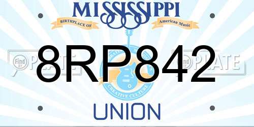 8RP842 Mississippi License Plate