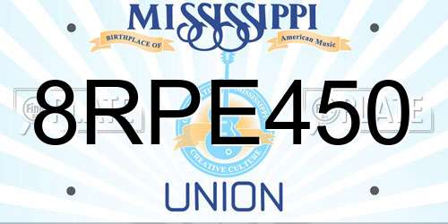 8RPE450 Mississippi License Plate