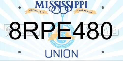 8RPE480 Mississippi License Plate