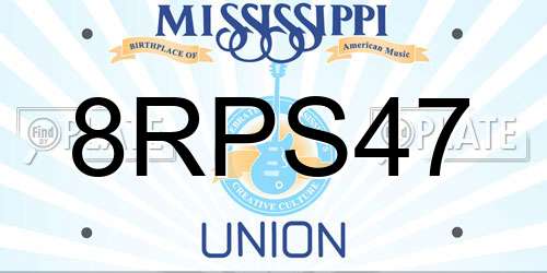 8RPS47 Mississippi License Plate