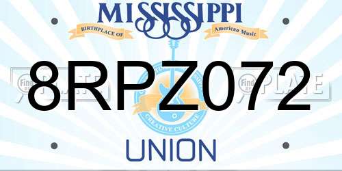 8RPZ072 Mississippi License Plate