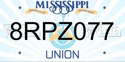 8RPZ077 Mississippi License Plate