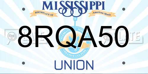 8RQA50 Mississippi License Plate