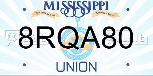 8RQA80 Mississippi License Plate