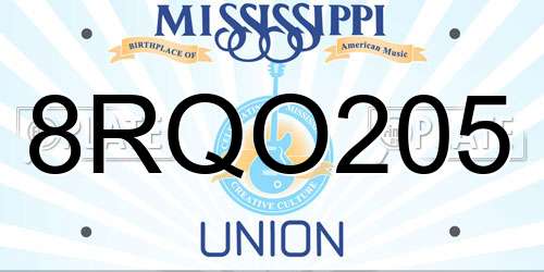 8RQO205 Mississippi License Plate
