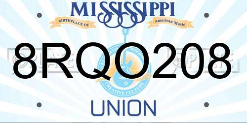 8RQO208 Mississippi License Plate