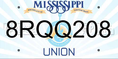8RQQ208 Mississippi License Plate