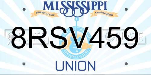 8RSV459 Mississippi License Plate