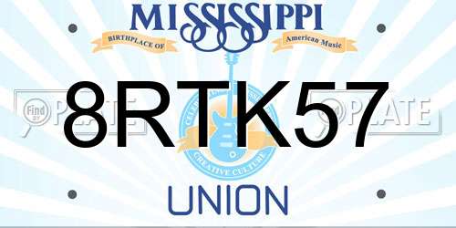 8RTK57 Mississippi License Plate