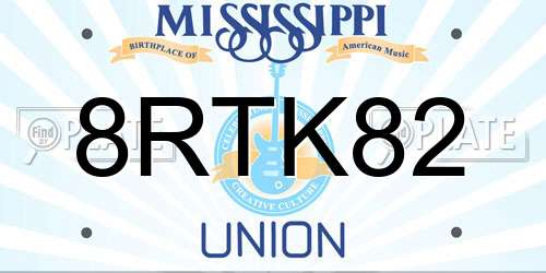 8RTK82 Mississippi License Plate