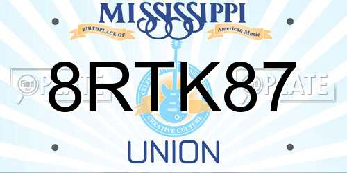 8RTK87 Mississippi License Plate