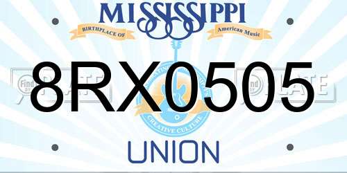 8RX0505 Mississippi License Plate