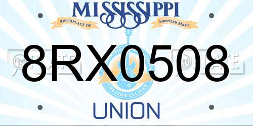 8RX0508 Mississippi License Plate