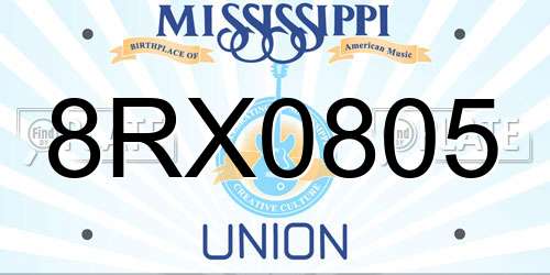 8RX0805 Mississippi License Plate