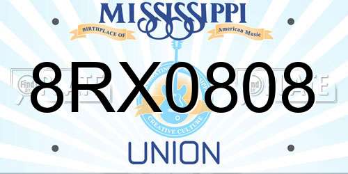 8RX0808 Mississippi License Plate