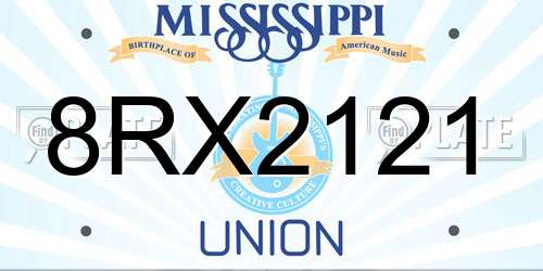 8RX2121 Mississippi License Plate