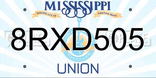 8RXD505 Mississippi License Plate