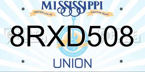 8RXD508 Mississippi License Plate