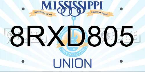 8RXD805 Mississippi License Plate