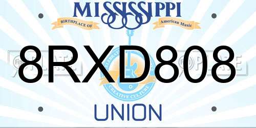 8RXD808 Mississippi License Plate