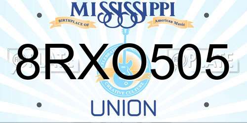 8RXO505 Mississippi License Plate
