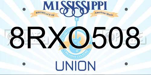 8RXO508 Mississippi License Plate