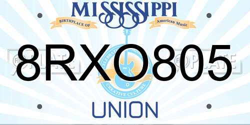 8RXO805 Mississippi License Plate