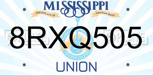 8RXQ505 Mississippi License Plate