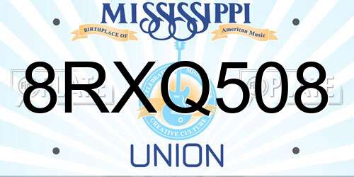 8RXQ508 Mississippi License Plate