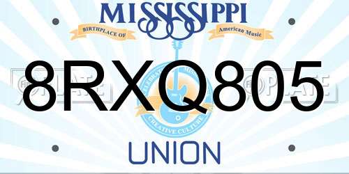8RXQ805 Mississippi License Plate