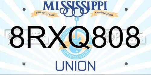 8RXQ808 Mississippi License Plate